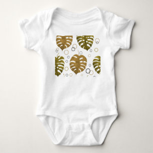 Tropical Gold: Monstera Leaf Watercolor Baby Bodysuit