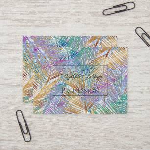 Tropical Gold Palm Leaves Colourful Design Business Card