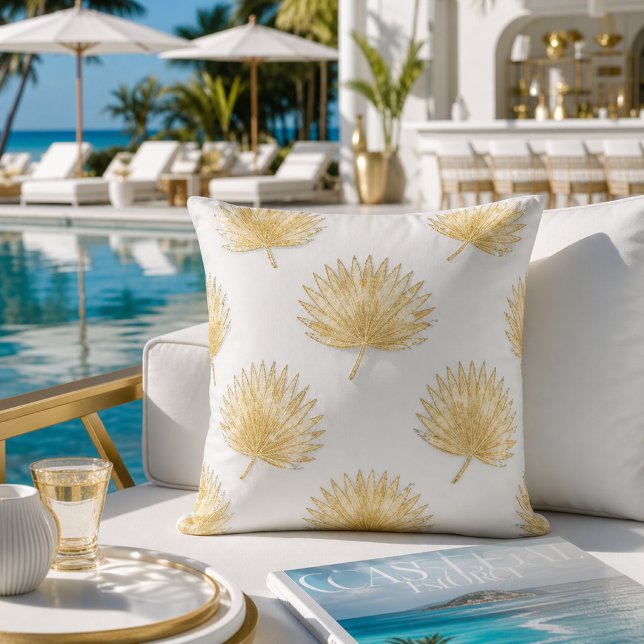 Tropical Gold Palm Leaves Cushion (Creator Uploaded)