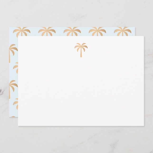 Tropical Gold Palm Tree  Thank You Card (Front/Back)