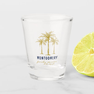 Tropical Gold Palm Trees Custom Family Reunion Shot Glass