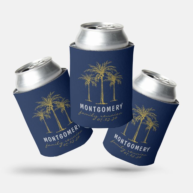 Tropical Gold Palm Trees Family Reunion Custom Can Cooler (Tropical Gold Palm Trees Family Reunion Custom Can Cooler)