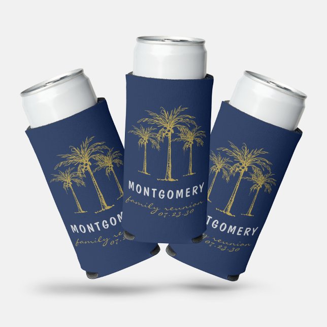 Tropical Gold Palm Trees Family Reunion Custom Seltzer Can Cooler (Tropical Gold Palm Trees Family Reunion Custom Seltzer Can Cooler)