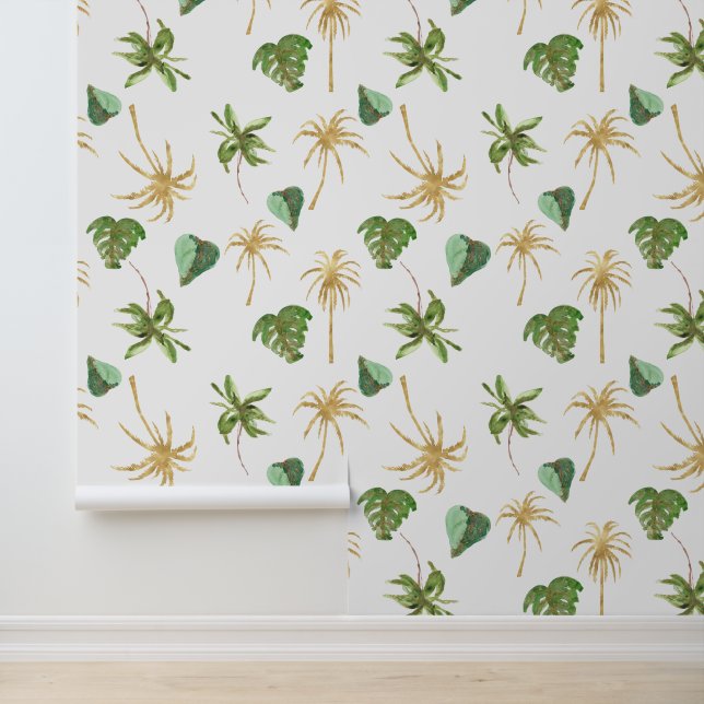 Tropical Gold Palm Trees Leaves Wallpaper (Application)
