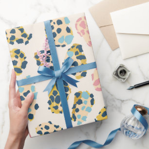 Tropical Gold Pastel Leopard Spots Wrapping Paper
