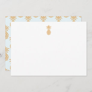 Tropical Gold Pineapple Blue  Thank You Card