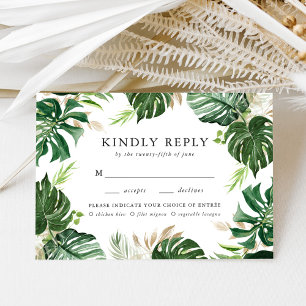 Tropical Gold   RSVP Card with Meal Choice