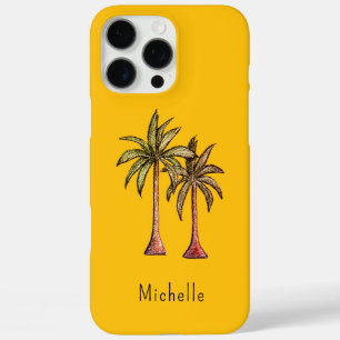 Tropical Gold Simple Palm Trees Personalized  iPhone 16 Pro Max Case
