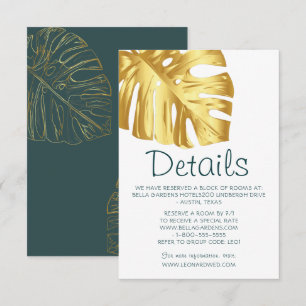 Tropical Gold Wedding Details Invitation