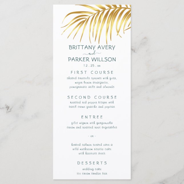 Tropical Gold Wedding Menu (Front)