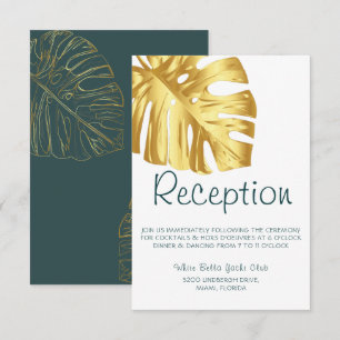 Tropical Gold Wedding Reception Invitation