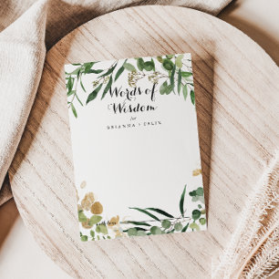 Tropical Gold Wedding Words of Wisdom Advice Card