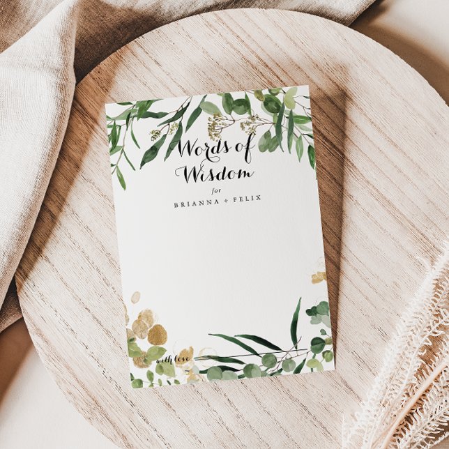 Tropical Gold Wedding Words of Wisdom Advice Card (Creator Uploaded)