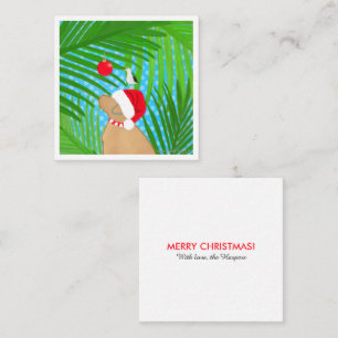 Tropical Golden Dog Santa Seagull Flat Gift Card
