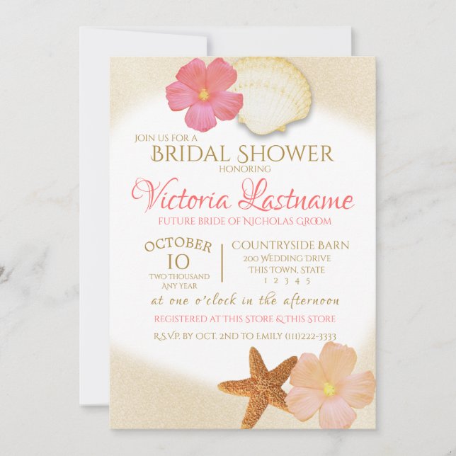 Tropical Golden Sands Bridal Shower Invitation (Front)