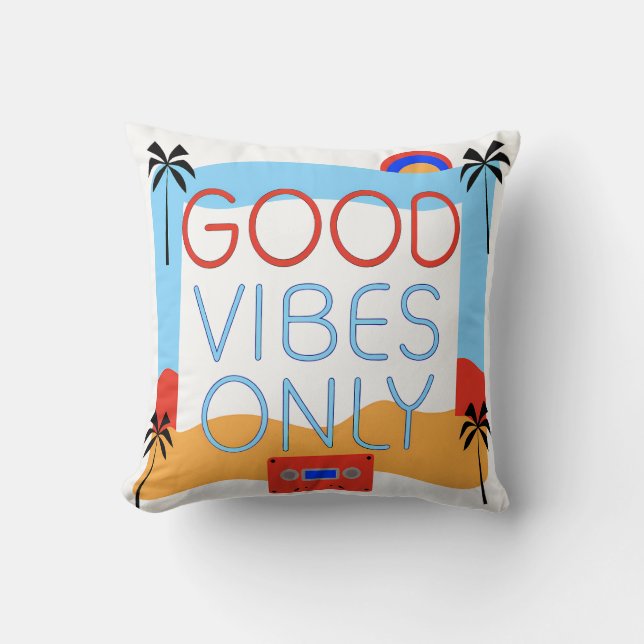 Tropical "Good Vibes Only" with Cassette Cushion (Front)