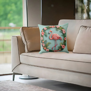 Tropical Grace Balancing Flamingo Cushion