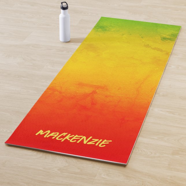 Tropical Gradient Grunge with Your Name Yoga Mat (In Situ)