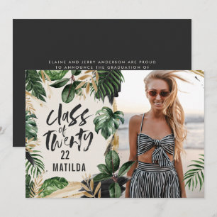 Tropical graduation class of 2022 modern photo inv invitation