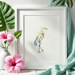 Tropical Great White Heron Beach Art Poster<br><div class="desc">Transform your living space with this stunning *Great White Heron* watercolor art print, perfect for adding a touch of coastal elegance to your home. Featuring my original hand-painted watercolor painting, this tropical bird stands gracefully against a serene backdrop, bringing the beauty of Florida’s beaches into your decor. Ideal as wall...</div>