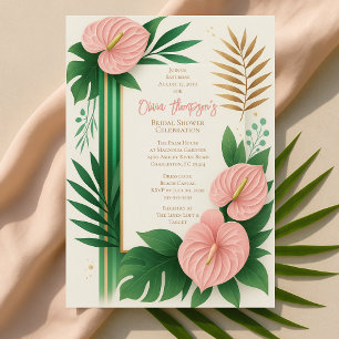 Tropical Green and Blush Floral Bridal Shower Invitation