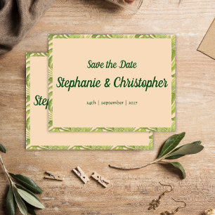 Tropical Green and Blush Wedding Announcement Postcard