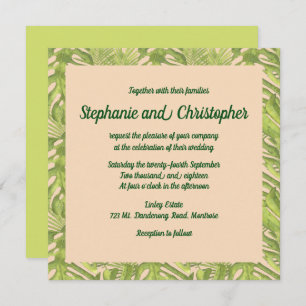 Tropical Green and Blush Wedding Invitation