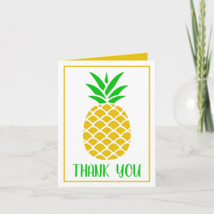 Tropical Green and Gold Pineapple Personalised Thank You Card