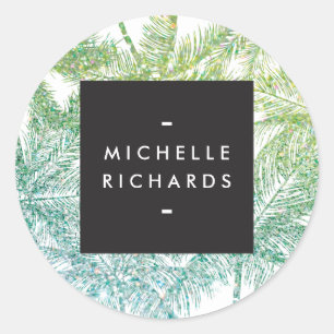 Tropical Green/Aqua Glitter Palms Stickers