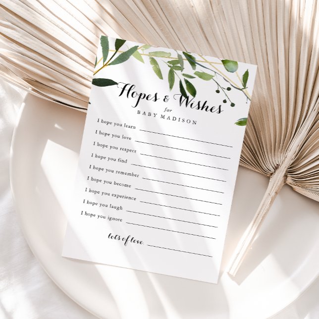 Tropical Green Baby Shower Hopes & Wishes Card (Creator Uploaded)