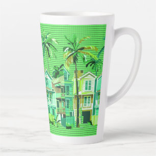 Tropical Green Beach Homes Latte Mug
