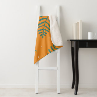 Tropical Green Botanical Palm Leaves Blanket