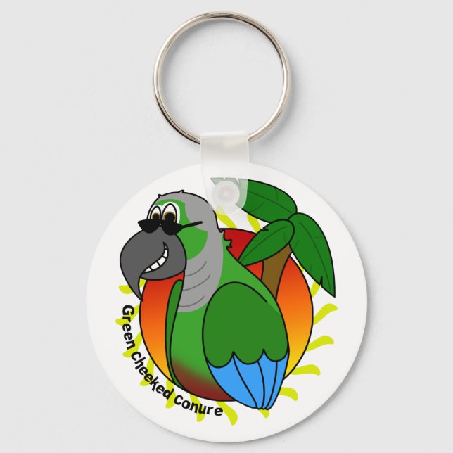 Tropical Green Cheeked Conure Keychain (Front)