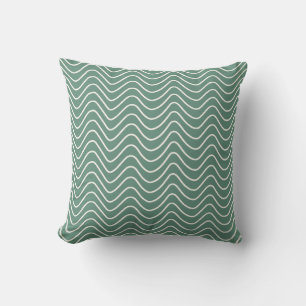 Tropical Green Chevron Pattern Minimal Zigzag Cushion