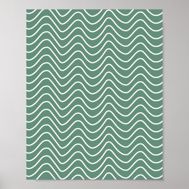 Tropical Green Chevron Pattern Minimal Zigzag Poster (Front)