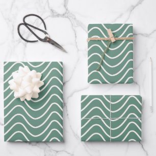 Tropical Green Chevron Pattern Minimal Zigzag Wrapping Paper Sheet