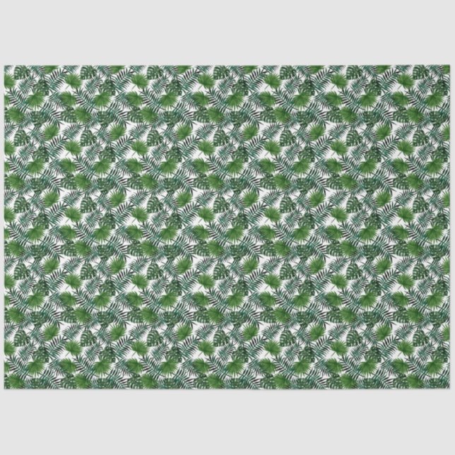 Tropical Green Foilage Leaves Decoupage Tissue Paper (Front)