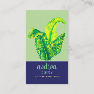 Tropical Green Foliage & Blue Business Card