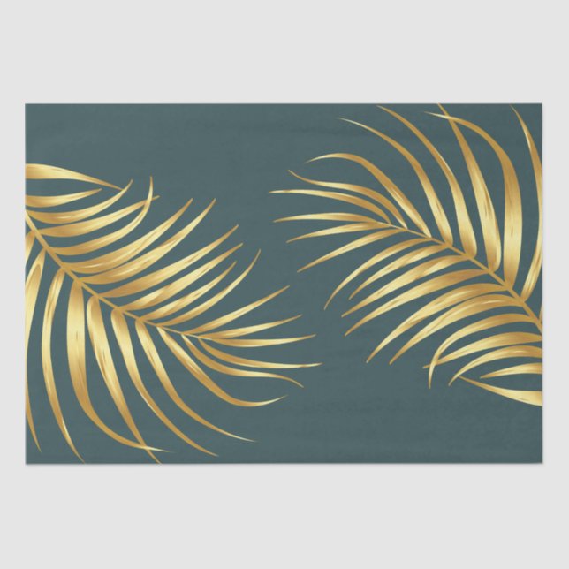 Tropical Green Gold Wedding Tissue Paper (Front)