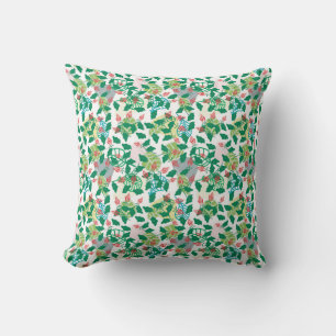 Tropical Green Leaf and Red Flower Pattern – Botan Cushion