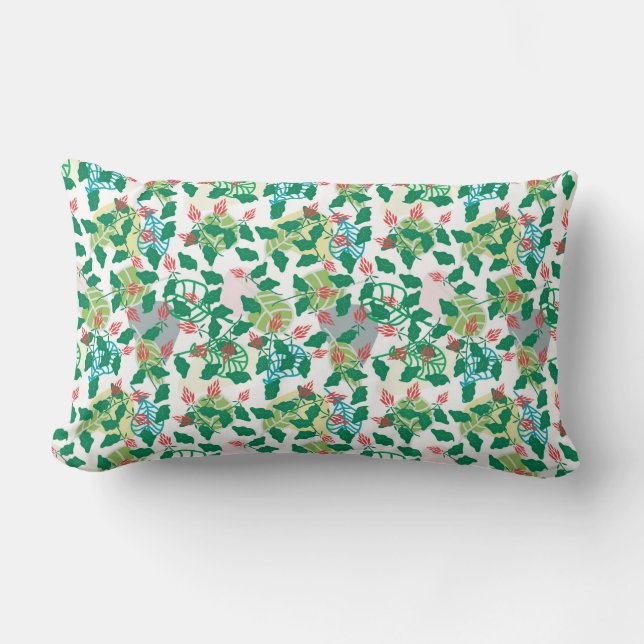 Tropical Green Leaf  Lumbar Cushion (Front)