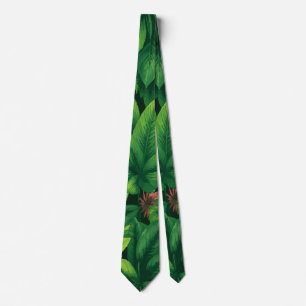 Tropical Green Leaf Pattern Tie