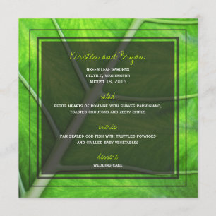 Tropical Green Leaf Photo Modern Wedding Menu Card