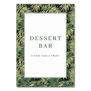 Tropical Green Leafy Dessert Bar Sign Table Number