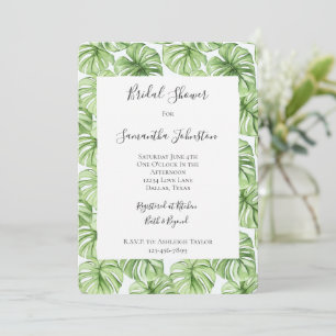 Tropical Green Leaves Bridal Shower Invitation