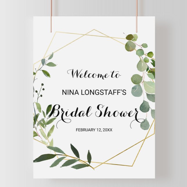 Tropical Green Leaves Bridal Shower Welcome Poster (Creator Uploaded)