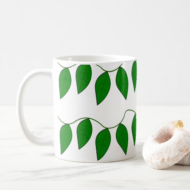Tropical Green Leaves Coffee Mug (With Donut)