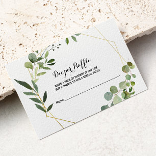 Tropical Green Leaves Diaper Raffle Enclosure Card