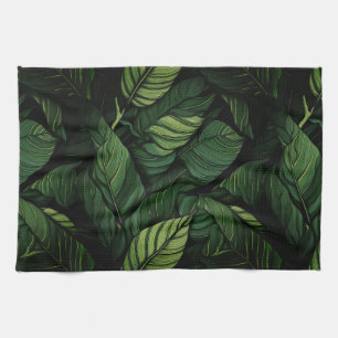 Tropical Green Leaves  Housewarming Gift Tea Towel