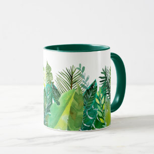 Tropical green leaves mug
